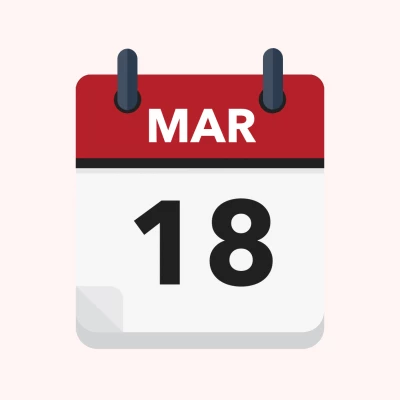 Calendar icon showing 18th March