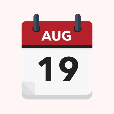Calendar icon showing 19th August